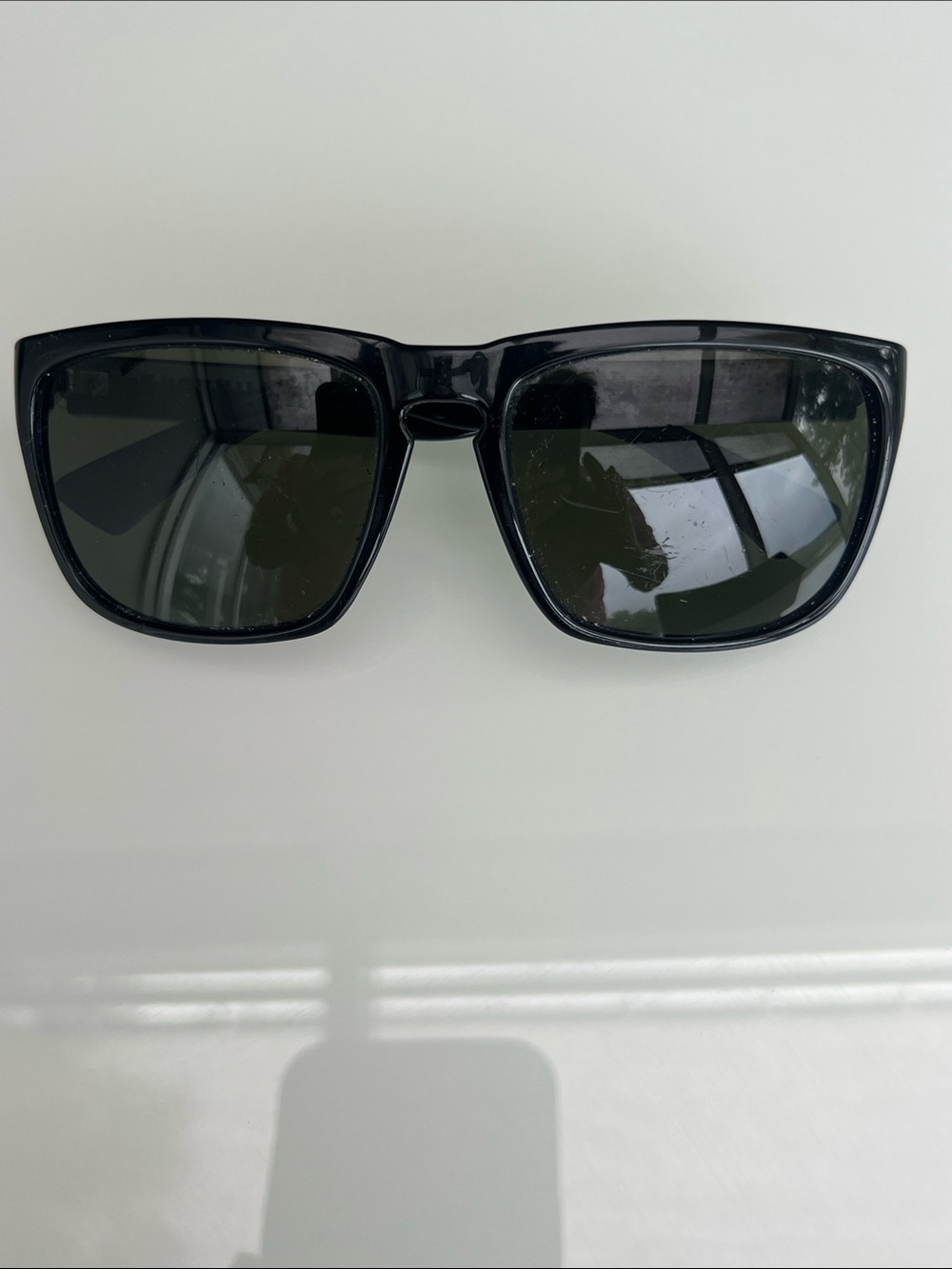 Electric Family Glossy Black Rectangular Sunglasses Polarized